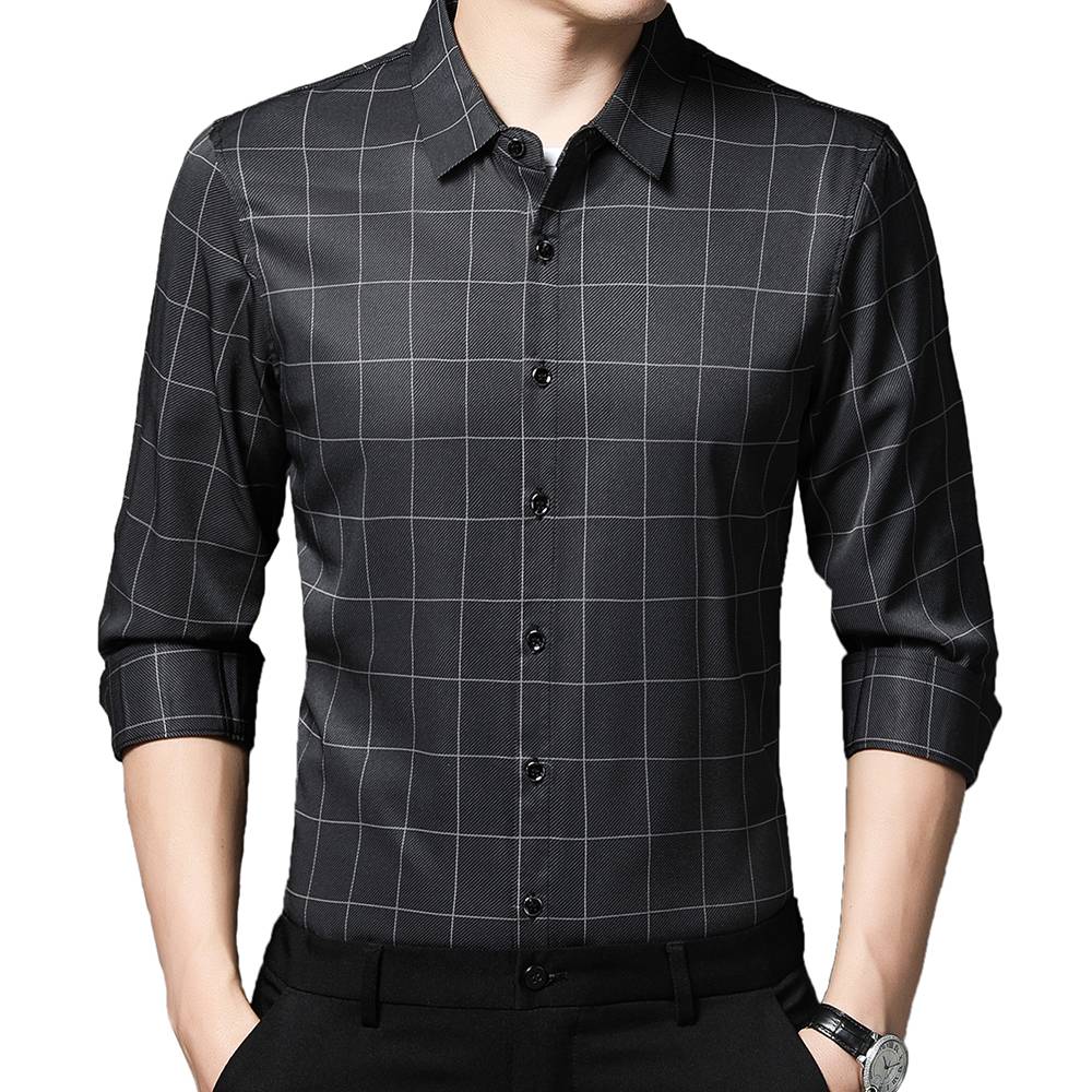 Checkered Lines Printed Pattern Long Sleeve Shirt