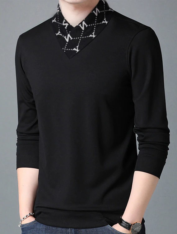 Collar Letter Turtleneck T-Shirt