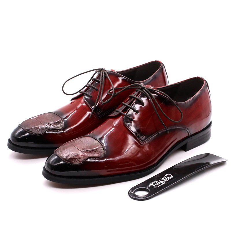 Two Tone Patent Leather Toe Accent Men Shoes