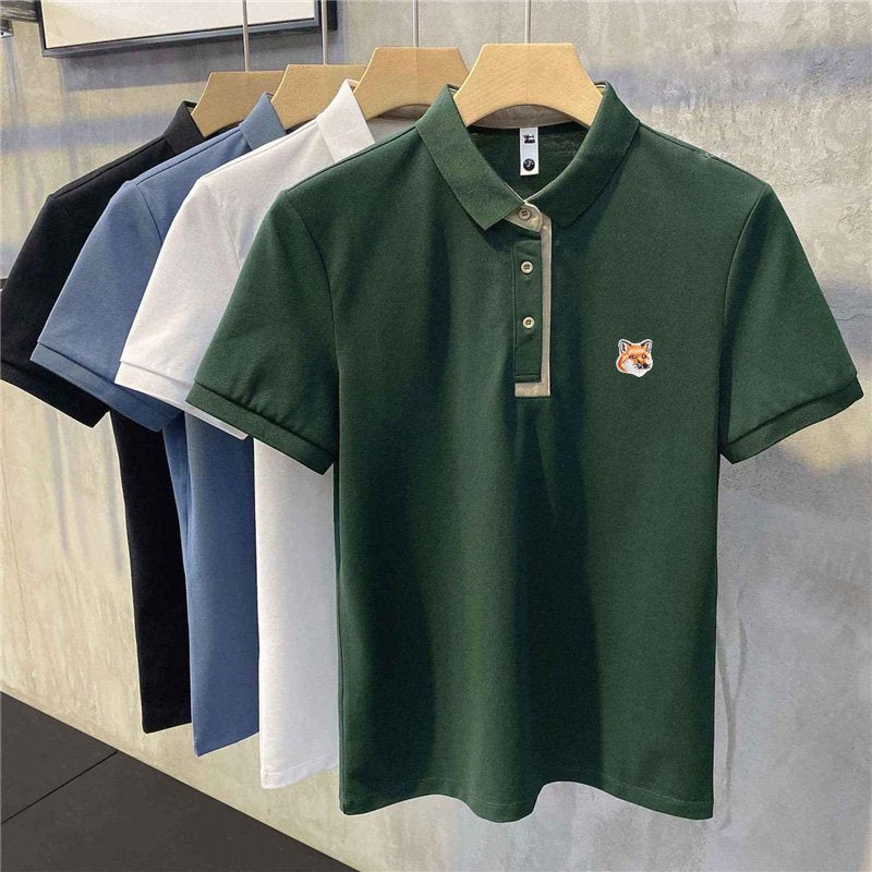 Fox Embroidery Patch Cotton Polo Shirt