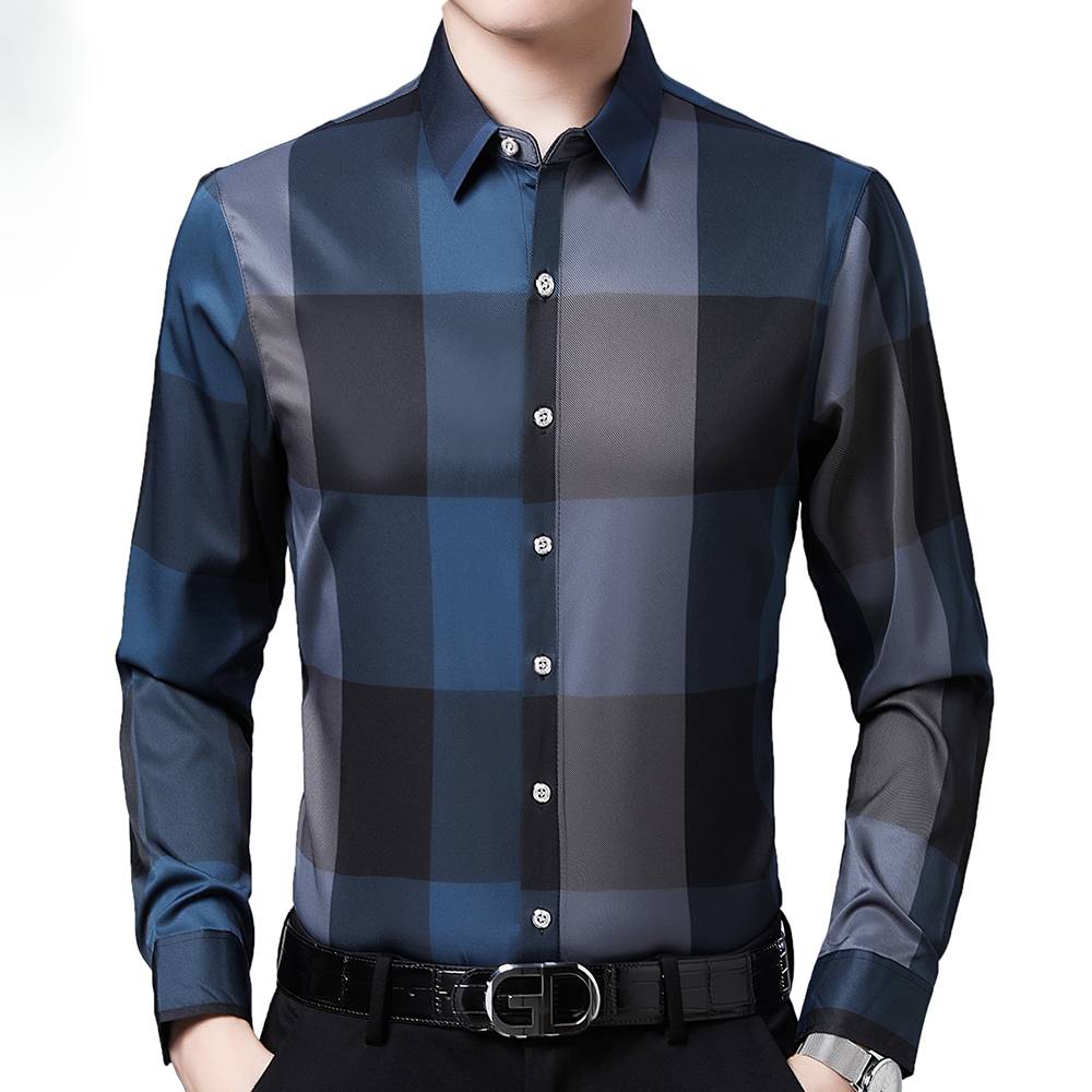 Simple Checkered Pattern Long Sleeve Shirt