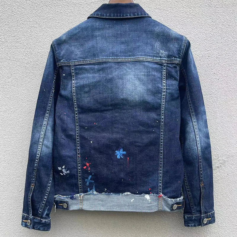 Distressed Patchwork Denim Jacket