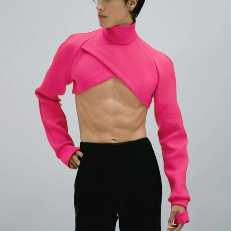 Fashion Crop Tops Turtleneck Long Sleeve Shirt