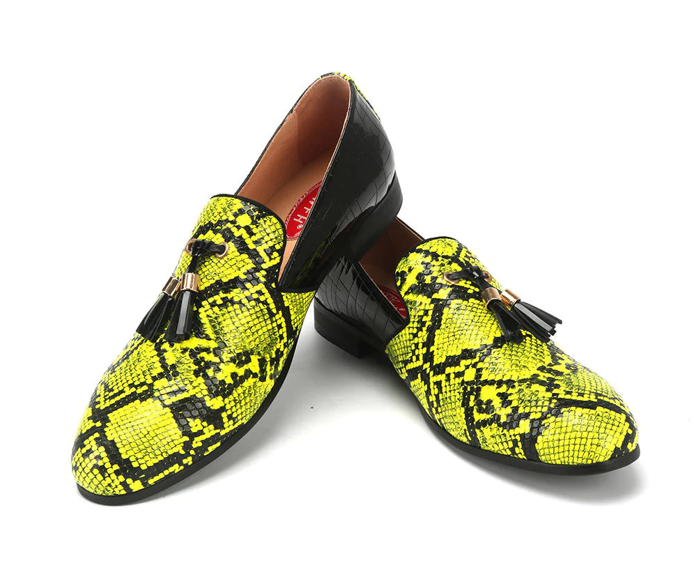 Neon Snake Pattern Pattern Men Loafers Shoes