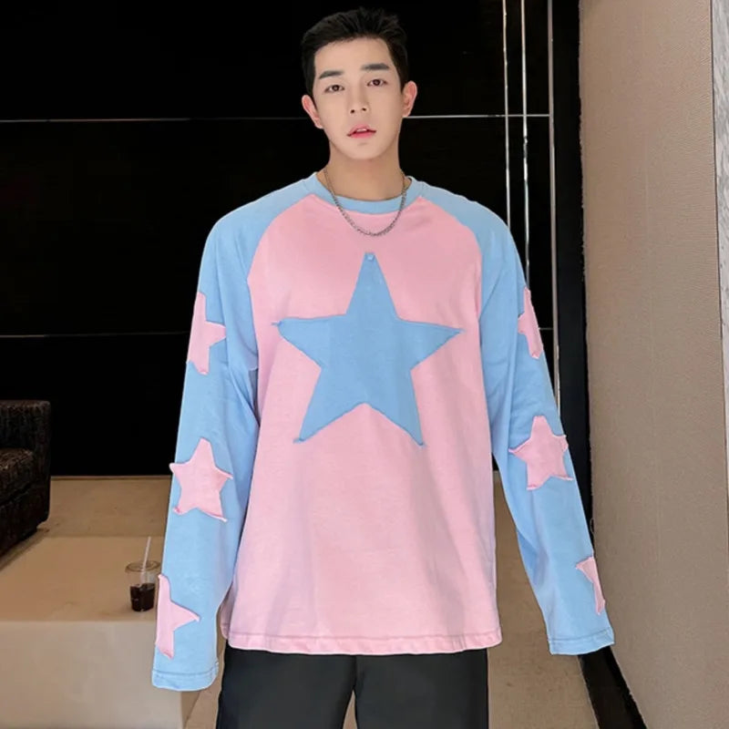 Pink Blue Patchwork Star T-Shirt