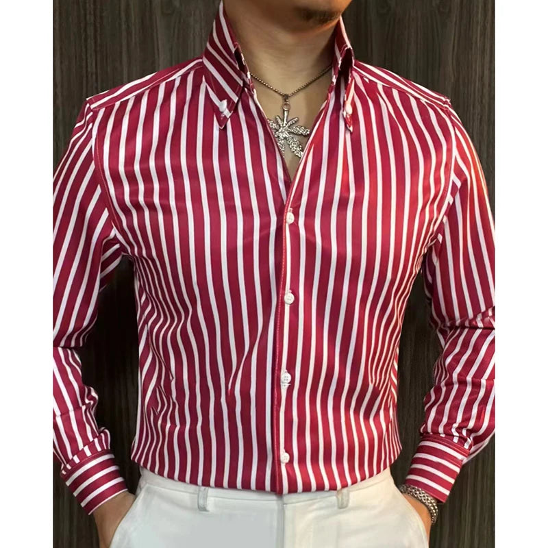 Striped Contrast Color Long Sleeve Shirt