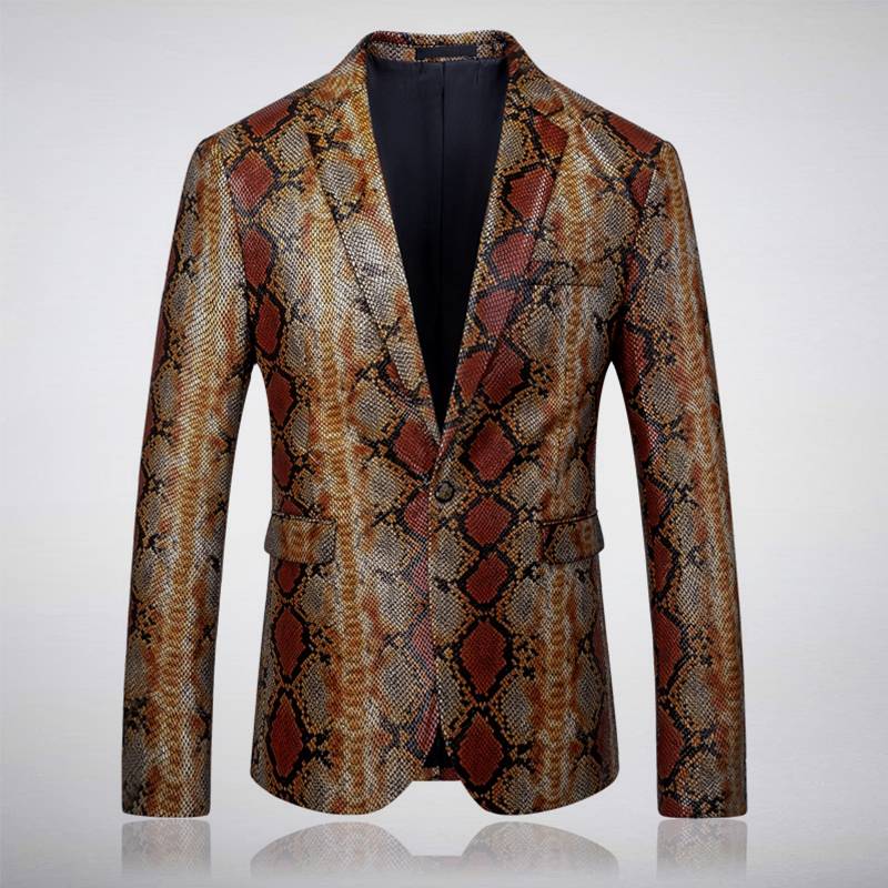 Casual Serpentine Printed Stage Costume Men Blazer