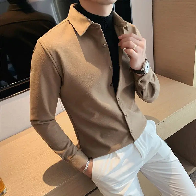 Solid Button Casual Long Sleeve Shirt