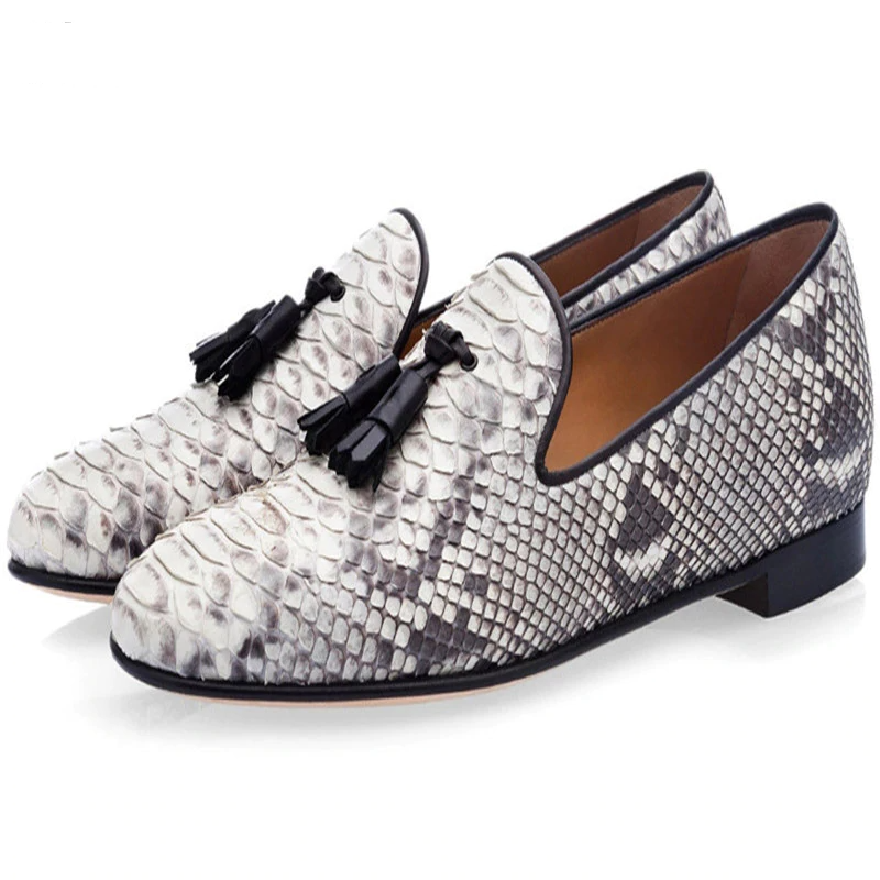 Snake Skin Look Men  Leather Tasseled Shoes