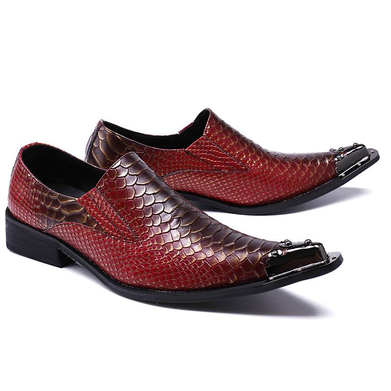 Genuine Leather Fish Pattern Oxford Shoes