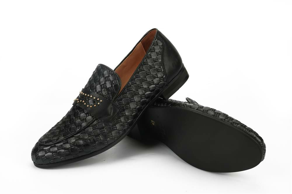 Deluxe Black Plait with Strap Men Dress Shoes - FanFreakz