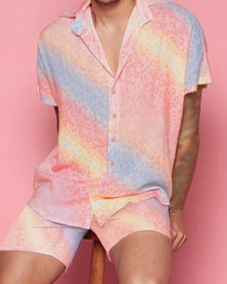 Soft Rainbow Short Sleeve Shorts Set