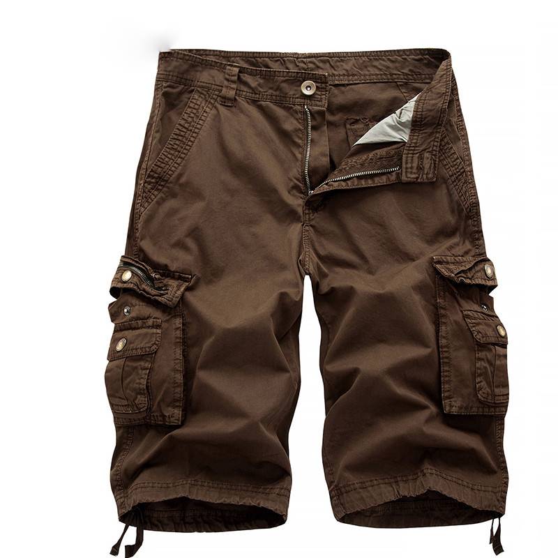 Solid Colour Army Cargo Tactical Multi Pockets Men Shorts