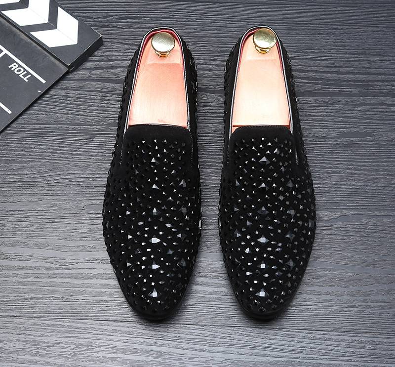 Elegant Rheinstone Suede Men Shoes