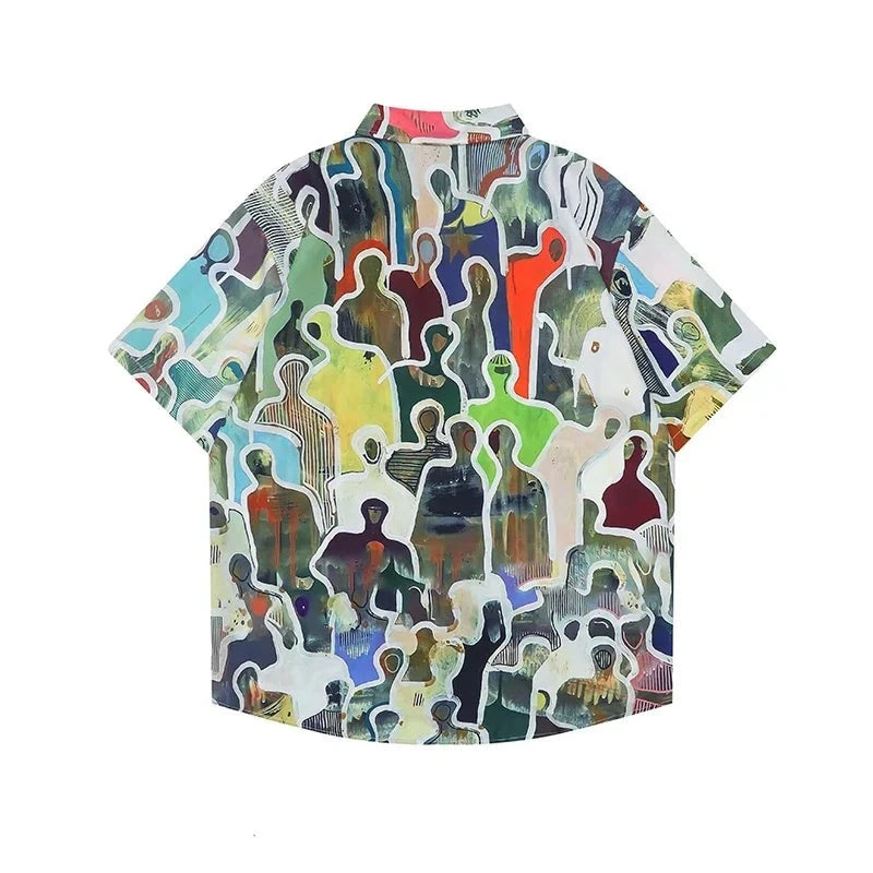 Hawaiian Style Abstract Printed Shirt