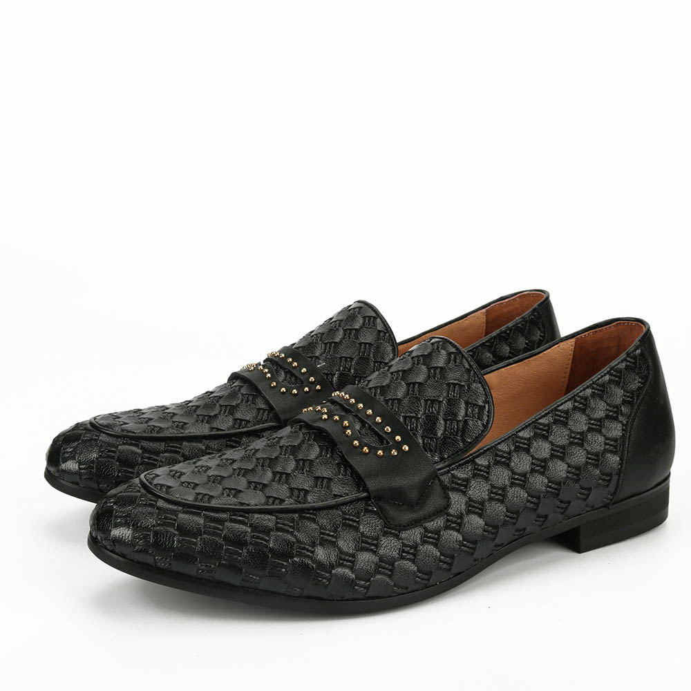 Deluxe Black Plait with Strap Men Dress Shoes - FanFreakz