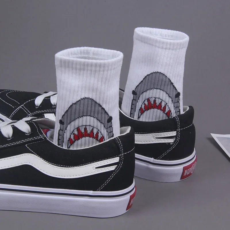 Cartoon Shark Pattern Cotton Socks