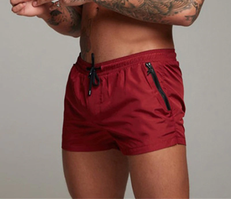 Simple Solid Drawstring Boxer Shorts