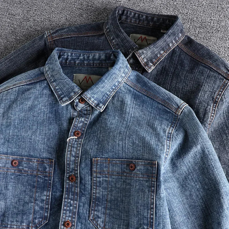 Retro Washed Old Denim Shirt