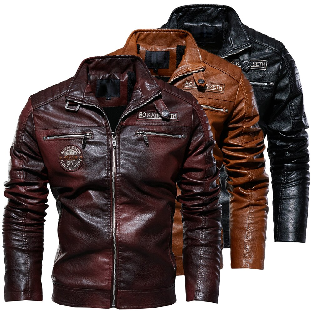 Rider Style PU Leather Two Zipper Pocket Jacket