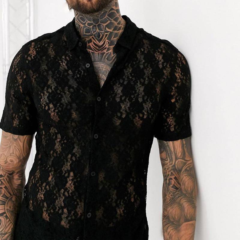 Mesh See Through Flower Style Shirt