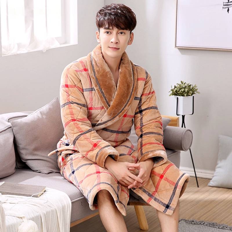 Checkered Pattern Winter Pajama Robe
