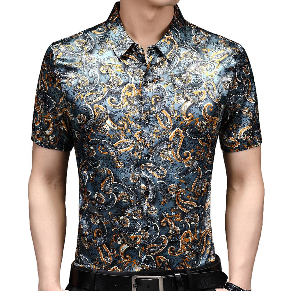 Paisley Floral Designer Printed Short Sleeve Shirt