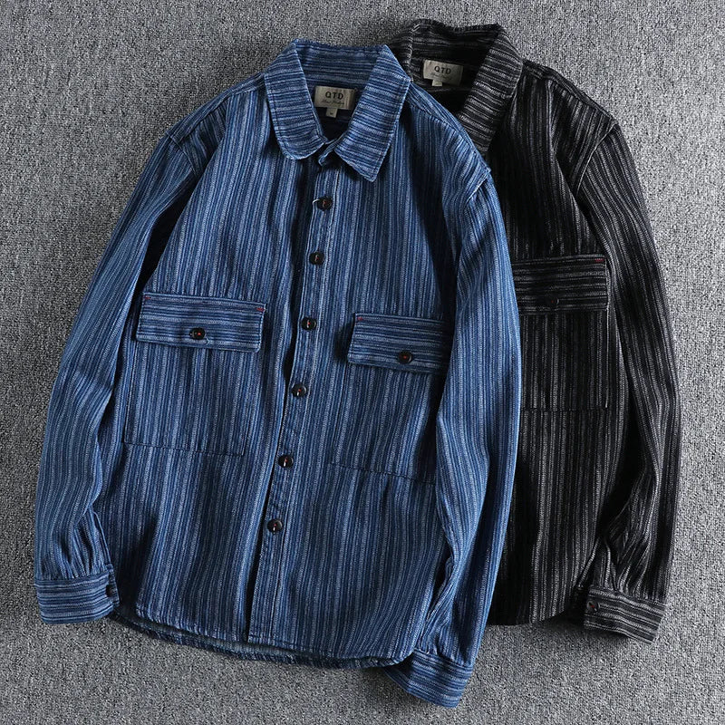 Retro Casual Stripes Long Sleeve Shirt