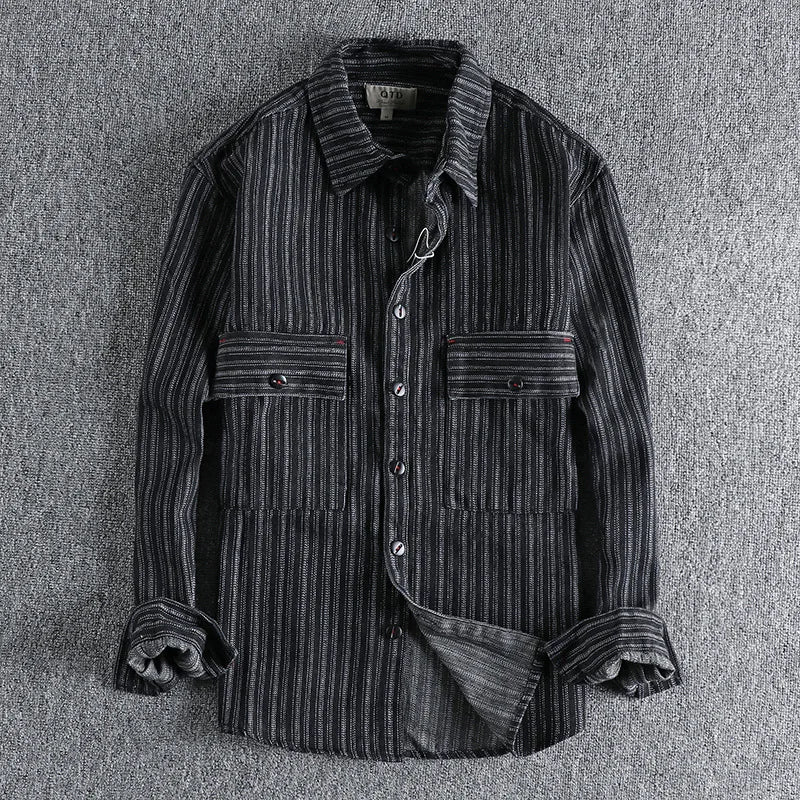 Retro Casual Stripes Long Sleeve Shirt