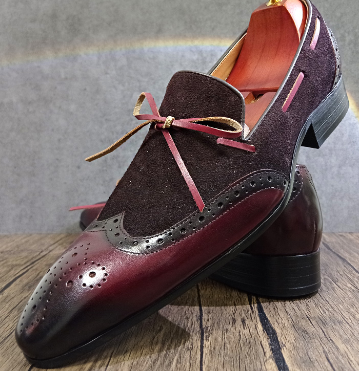 Dark Wine Slip-On Suede Shoes