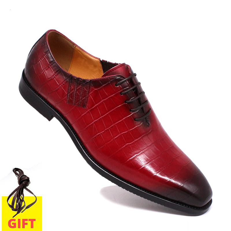 Gradation Leather Alligator Look Men Oxford Shoes