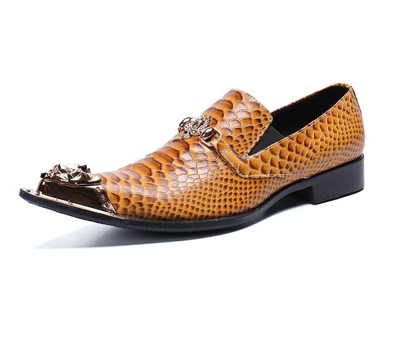 Italian Style Pointed Toe Animal Skin Pattern Men Shoes