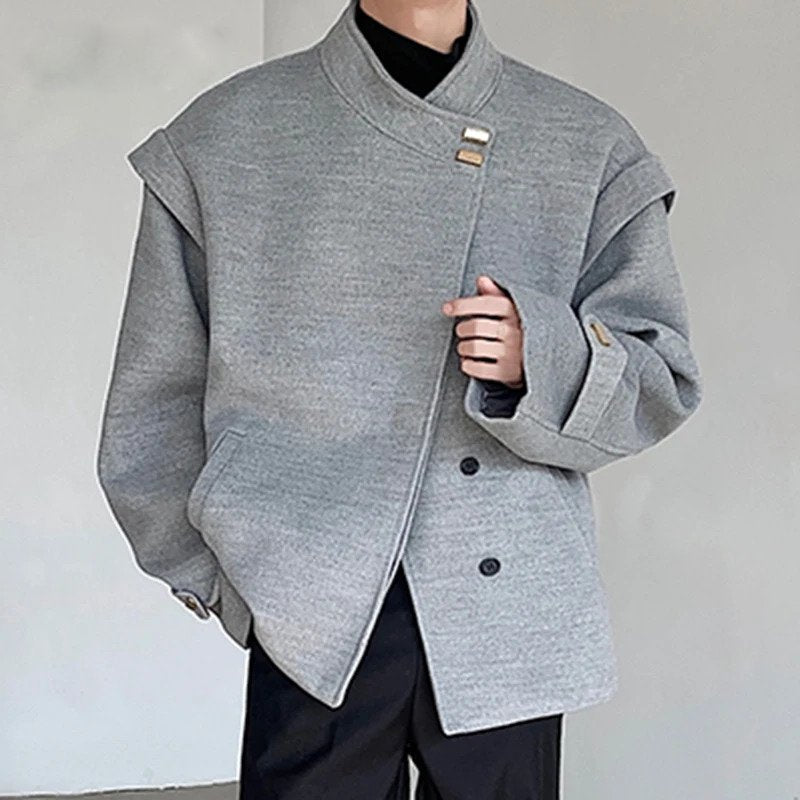 Light Gray Stand Collar Jacket