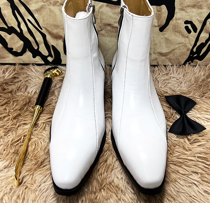 Ankle Zip Solid White Boots