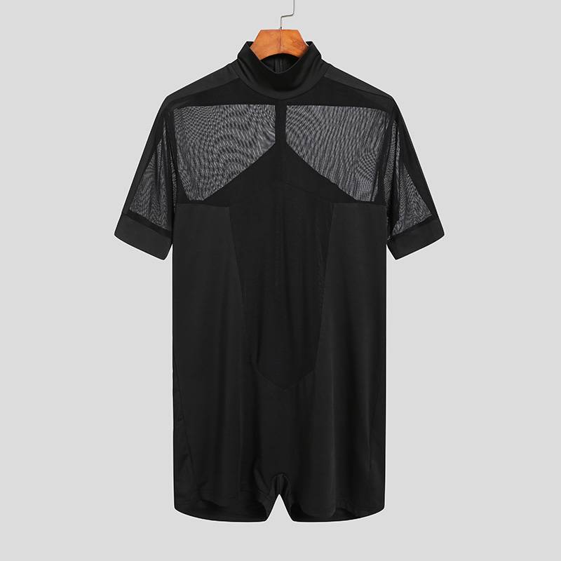 Half Mesh Two-Tone Short Sleeve T-Shirt