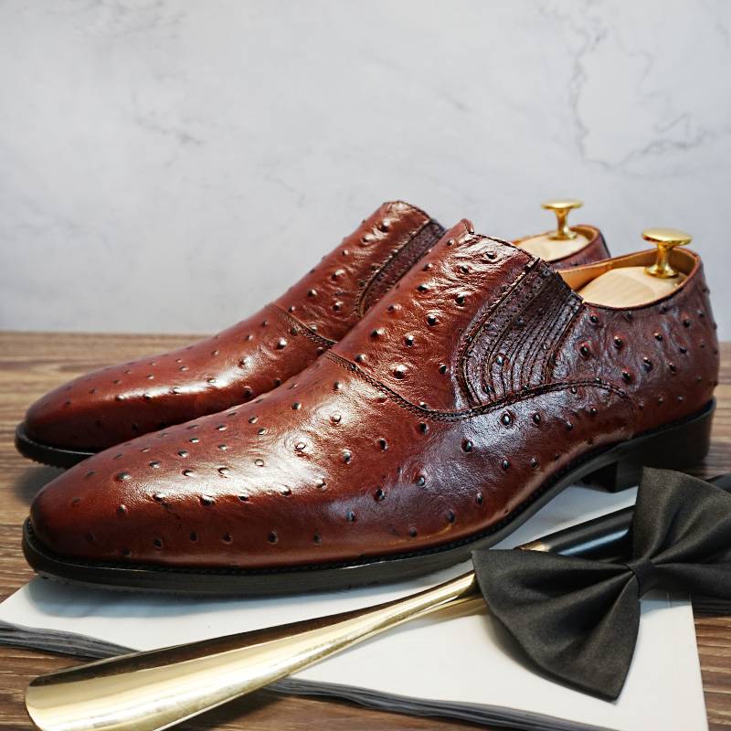 Dot Patterned Genuine Leather Loafers