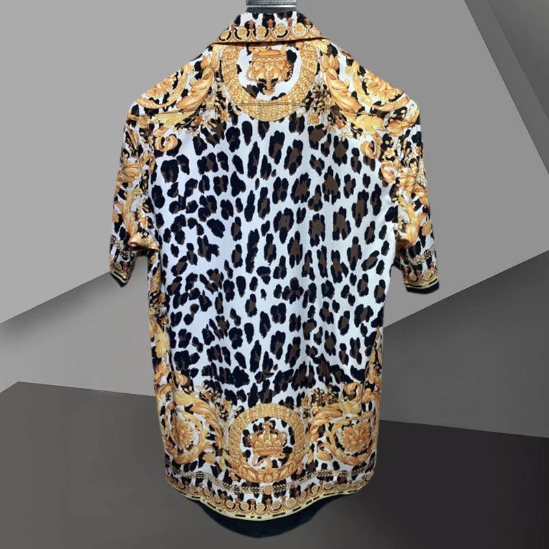 Vintage Leopard Geometric Printed Shirt