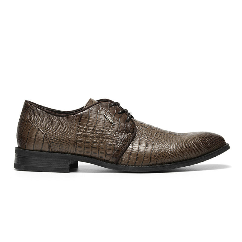 Coffee Shade Crocodile Pattern Men Formal Shoes - FanFreakz