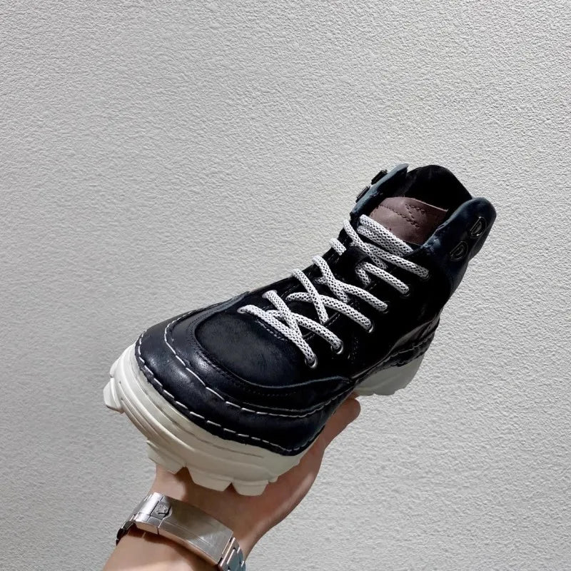 Casual Genuine Leather High Top Sneakers