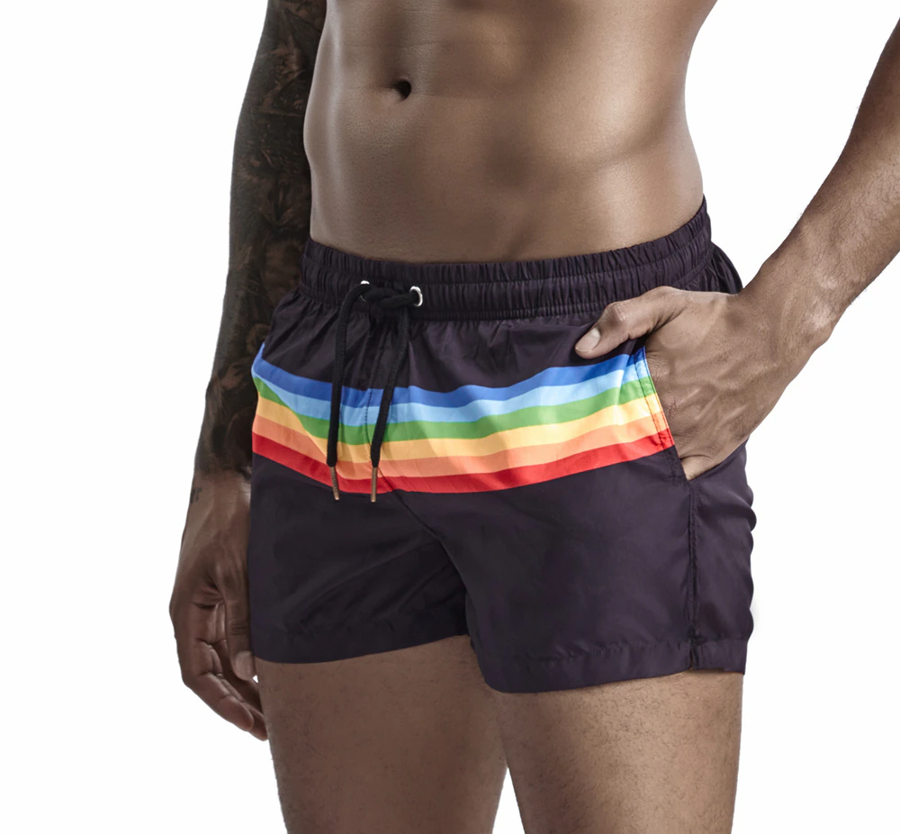 Rainbow Stripe Decorated Sporty Shorts