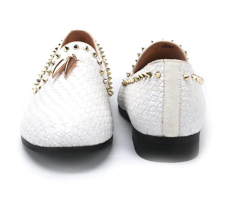 Braid Leather Casual with Gold Rivets Ornament Men Shoes