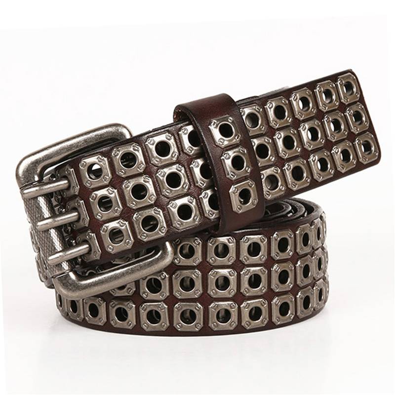 Punk Metal Studded Genuine Leather Belt