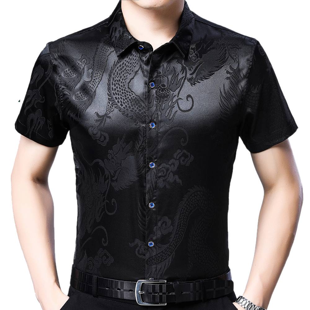 Invisible Dragon Printed Monocolor Short Sleeve Shirt