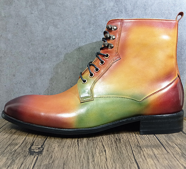 Lace Up Gradient Green Boots