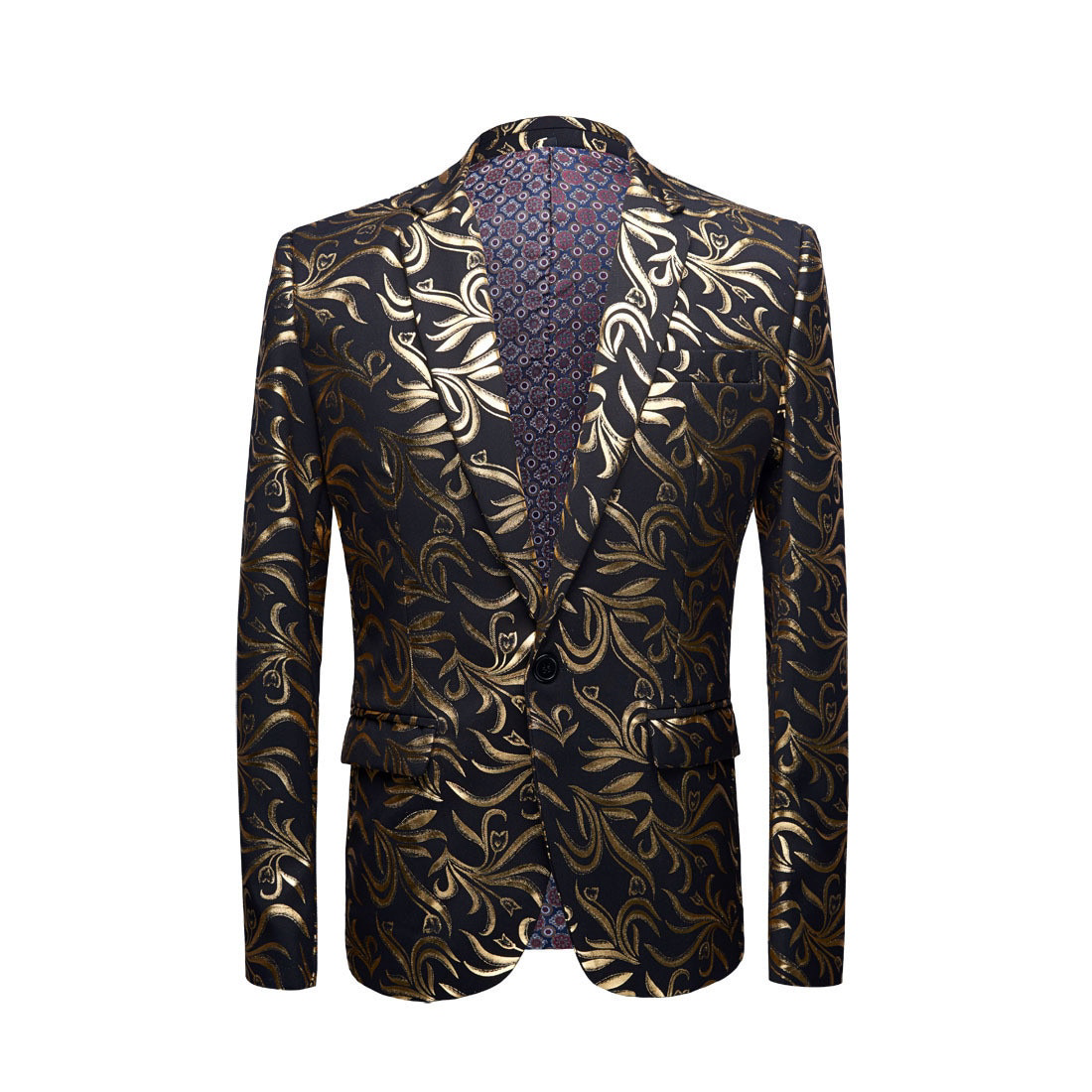 Gold Tide Pattern Men Slim Fit Blazer