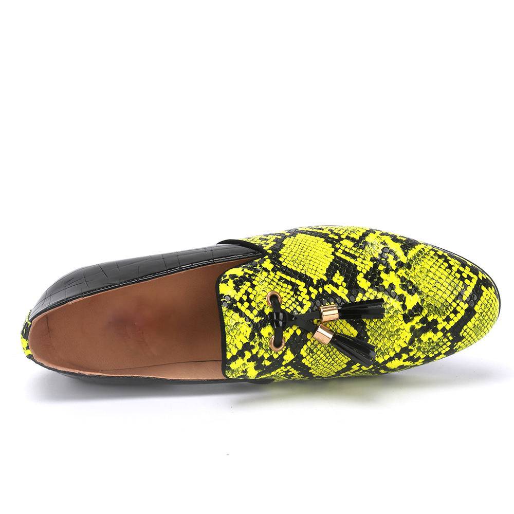 Neon Snake Pattern Pattern Men Loafers Shoes