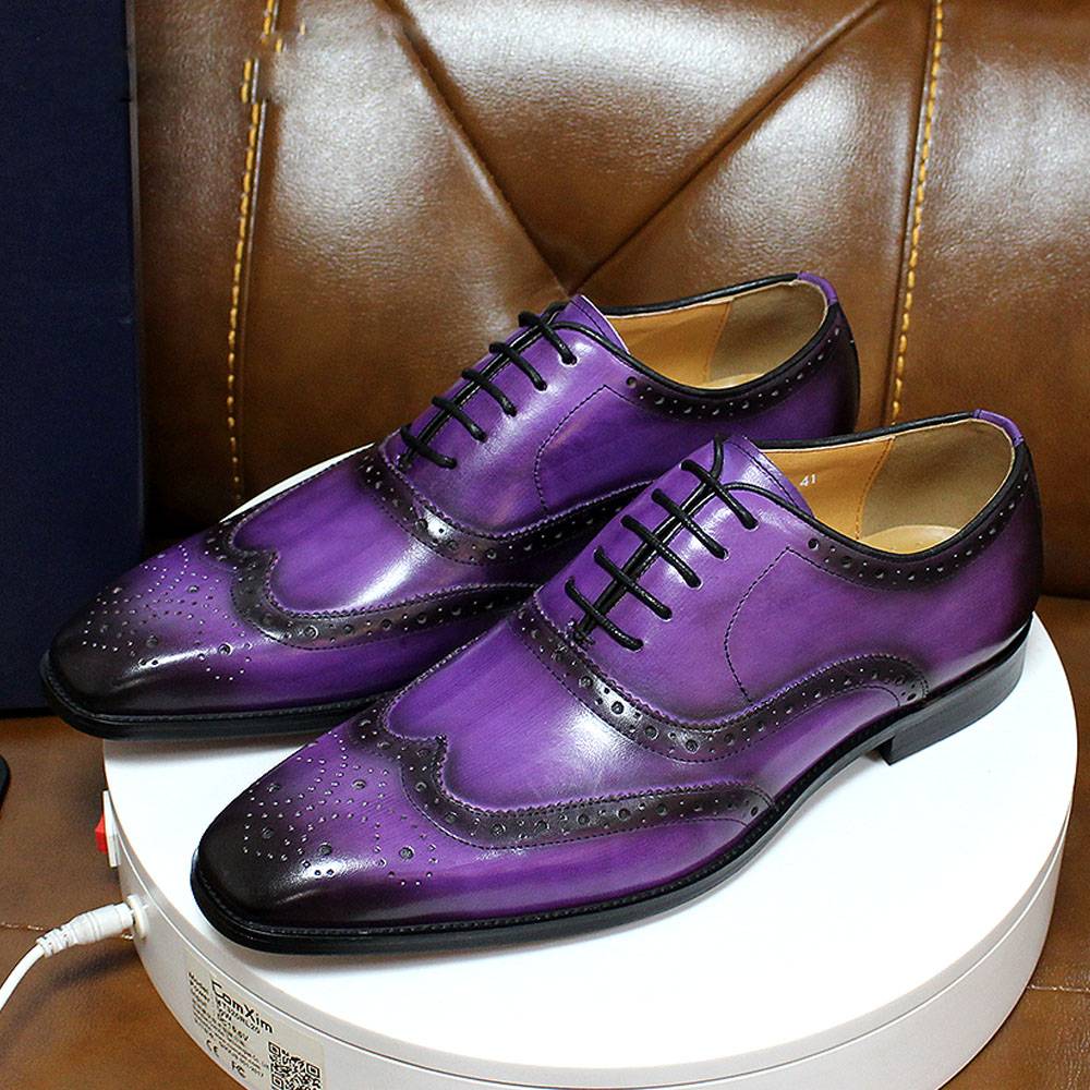 Traditional Handmade Wingtip Leather Brogue Shoes