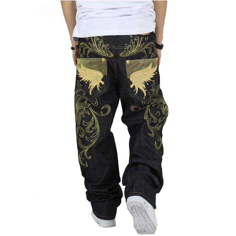 Hip Hop Loose Large with Wing Embroidery Men Jeans