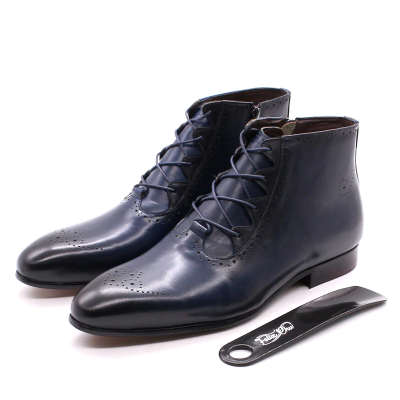 Zippered Leather Classic Look Men Ankle Boots