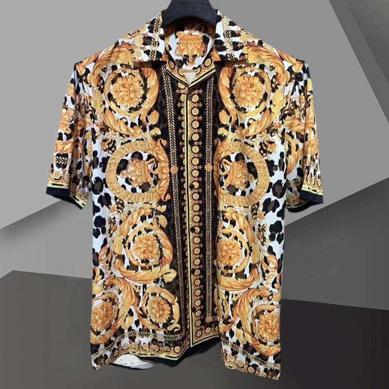 Vintage Leopard Geometric Printed Shirt